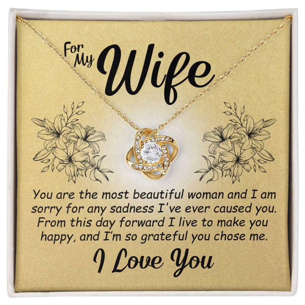 To My Wife - So Grateful You Chose Me - Love Knot Necklace