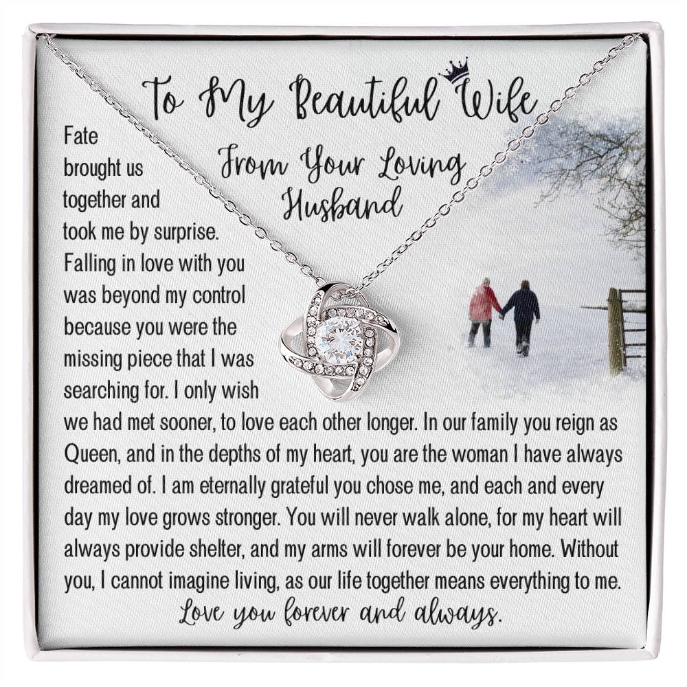 To My Beautiful Wife - You Are My Everything - Love Knot Necklace