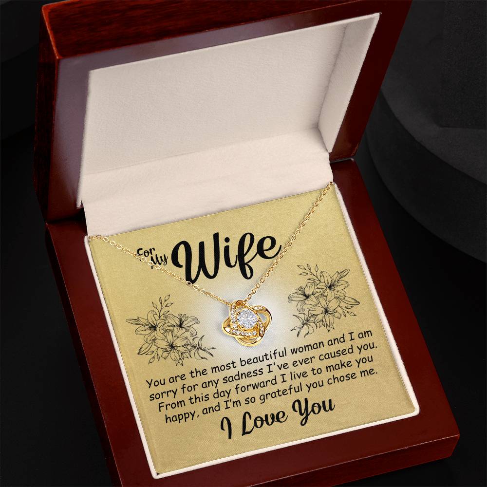 To My Wife - So Grateful You Chose Me - Love Knot Necklace