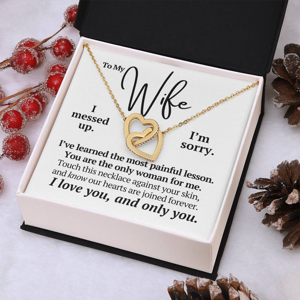 To My Wife - Together Forever - Interlocking Hearts Necklace