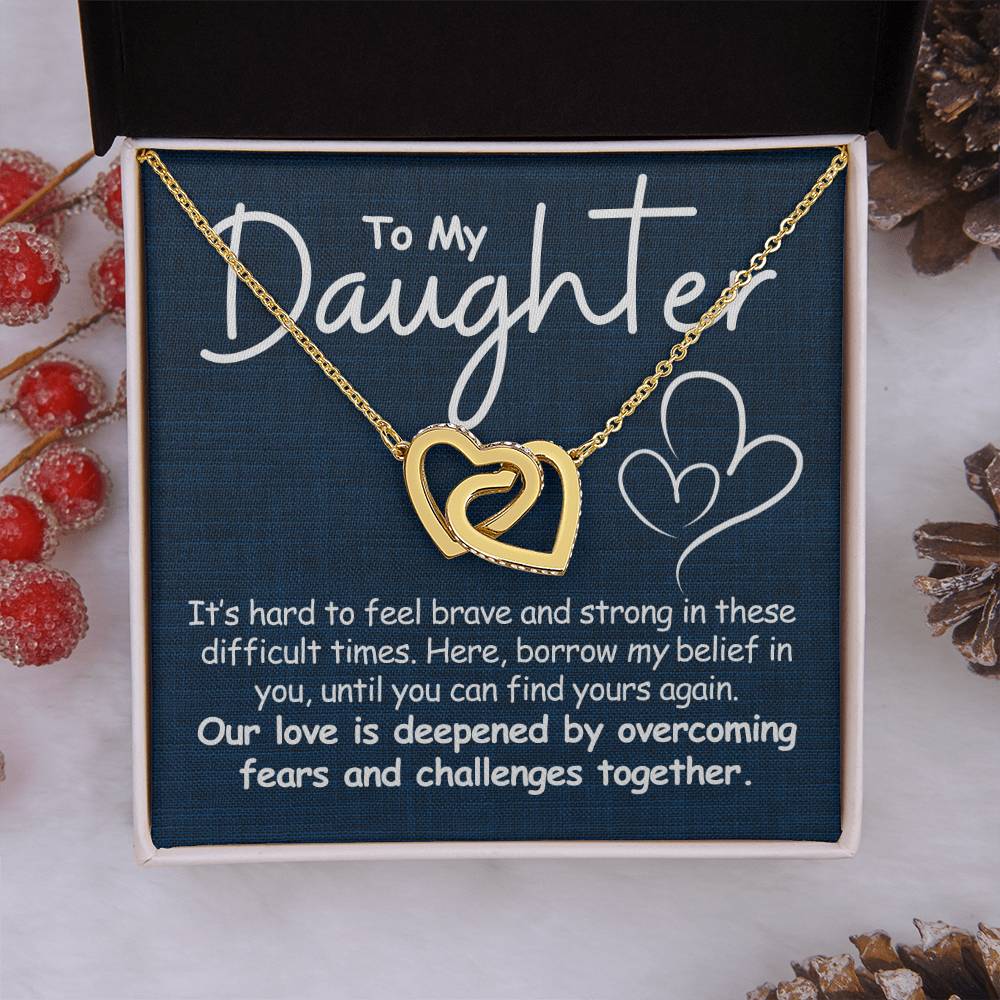 To My Daughter - I'm With You - Interlocking Hearts Necklace