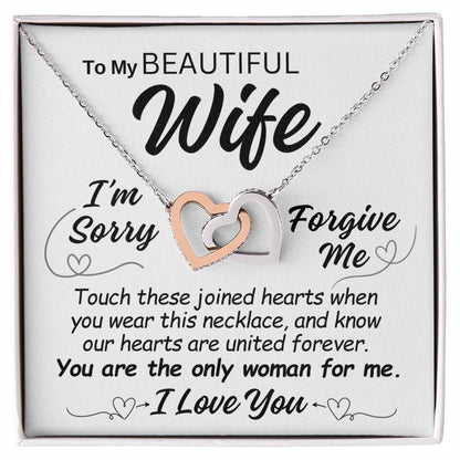 To My Wife - You Are The Only Woman For Me - Interlocking Hearts Necklace