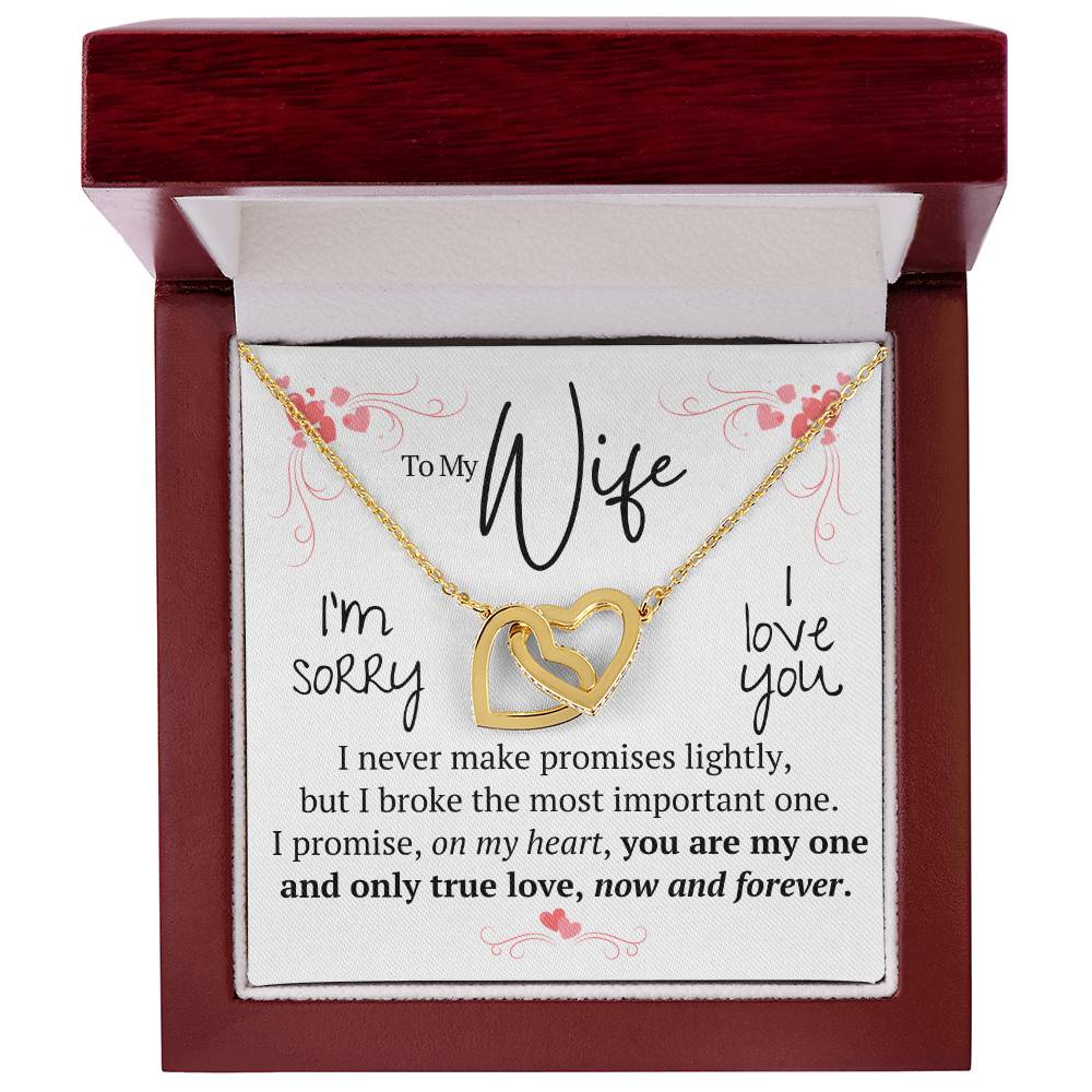 To My Wife - My One True Love - Interlocking Hearts Necklace