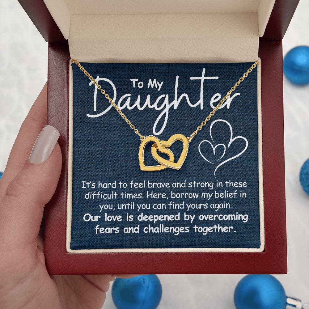 To My Daughter - I'm With You - Interlocking Hearts Necklace