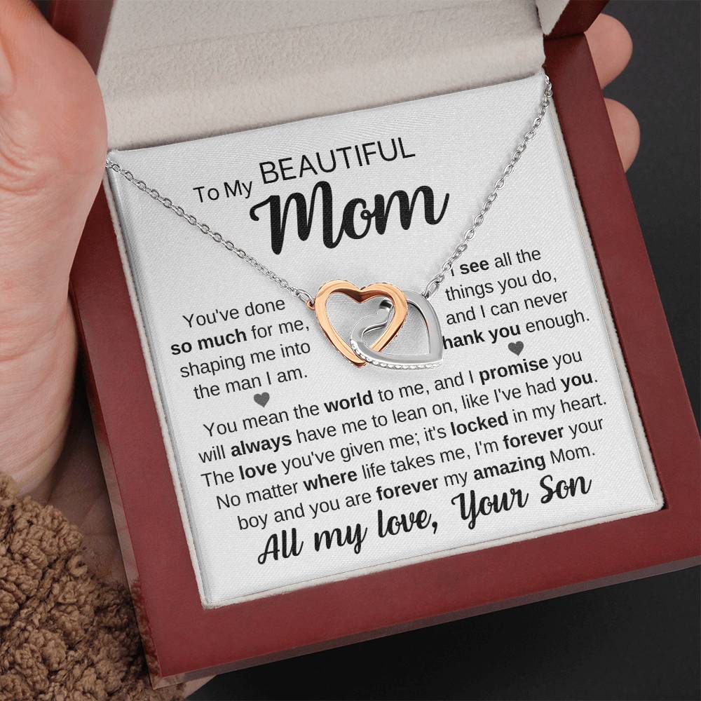 Locked Hearts Love for Mom Necklace