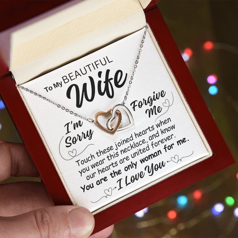 To My Wife - You Are The Only Woman For Me - Interlocking Hearts Necklace