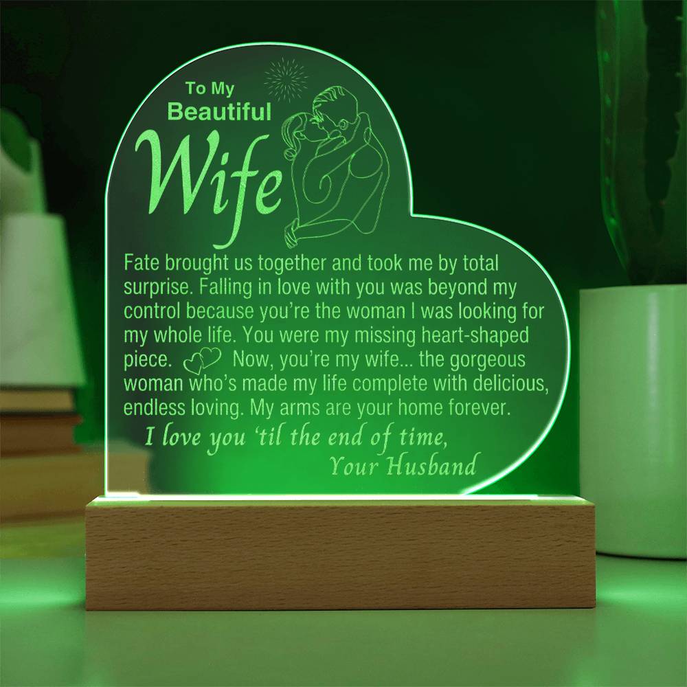 My Arms Are Your Home - Illuminated Heart Acrylic Plaque