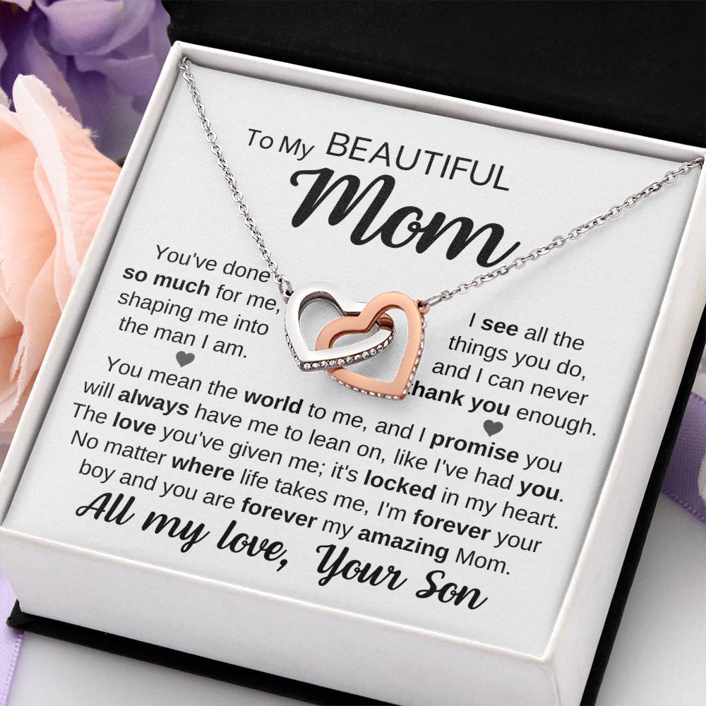 Locked Hearts Love for Mom Necklace