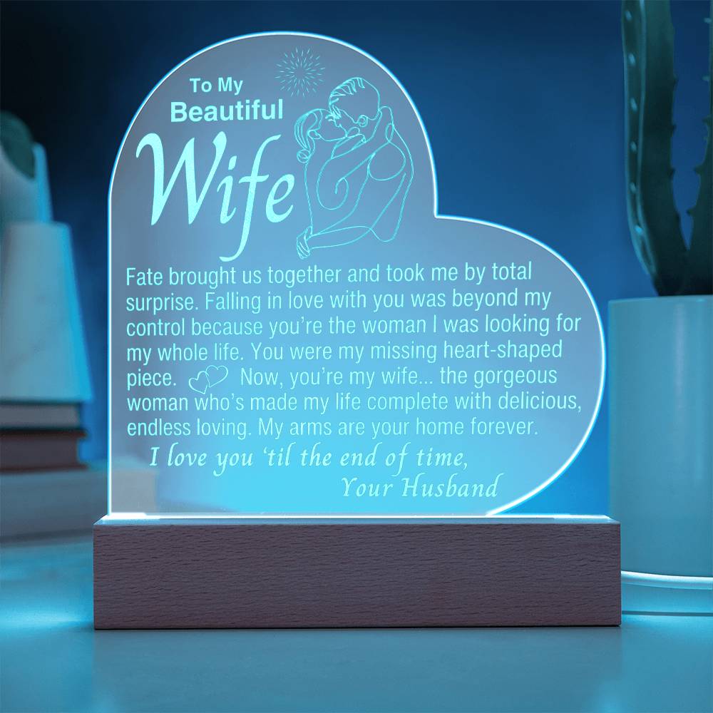 My Arms Are Your Home - Illuminated Heart Acrylic Plaque